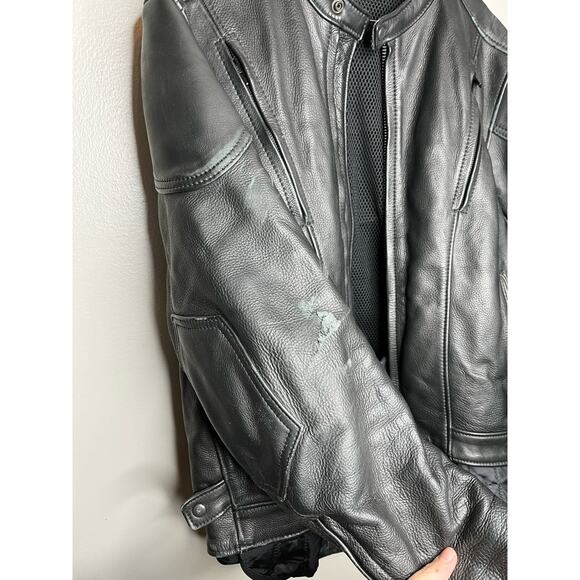 AM Leather 100% Leather Black  Motorcycle Riding Jacket w/ Pockets Mens Size 46 - Picture 3 of 11